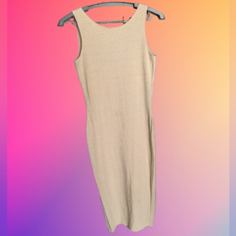 Vintage Whittall & Shon Fitted Midi Dress: Gold